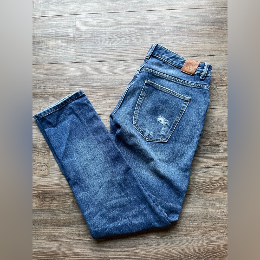 Zara Distressed Blue Ankle Jeans
